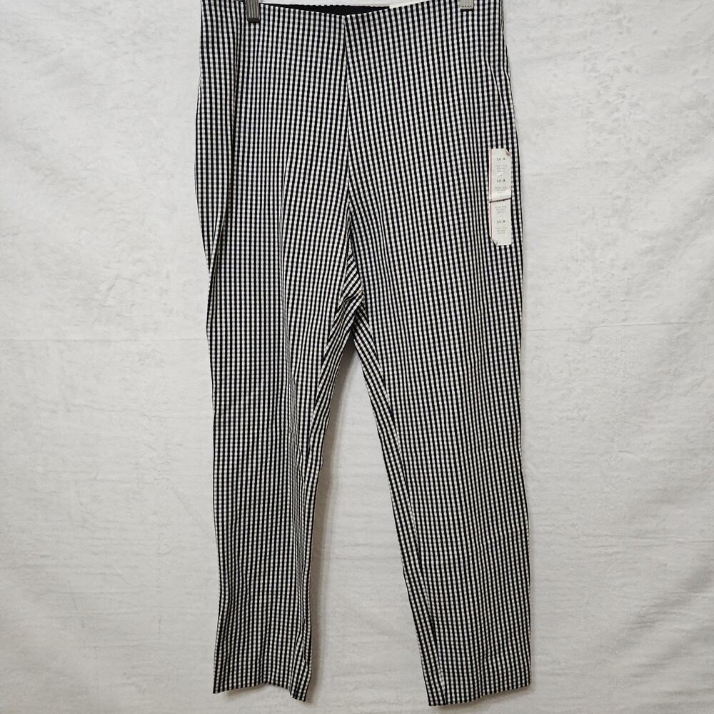 NWT Womens Pants BLK White 10R Gingham Preppy French Girl Minimalist Skinny